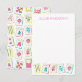 Waterverf Bright Mahjong Tegels gepersonaliseerd Notitiekaartje (Voorkant / Achterkant)