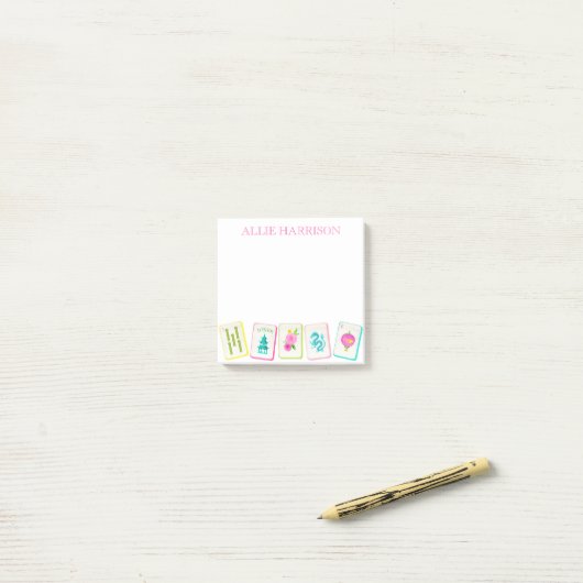 Waterverf Bright Mahjong Tegels gepersonaliseerd Post-it® Notes (Op bureau)