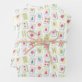 Waterverf Bright Mahjong Tegels Inpakpapier Vel