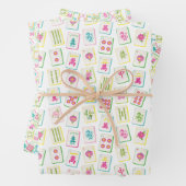 Waterverf Bright Mahjong Tegels Inpakpapier Vel (In situ)