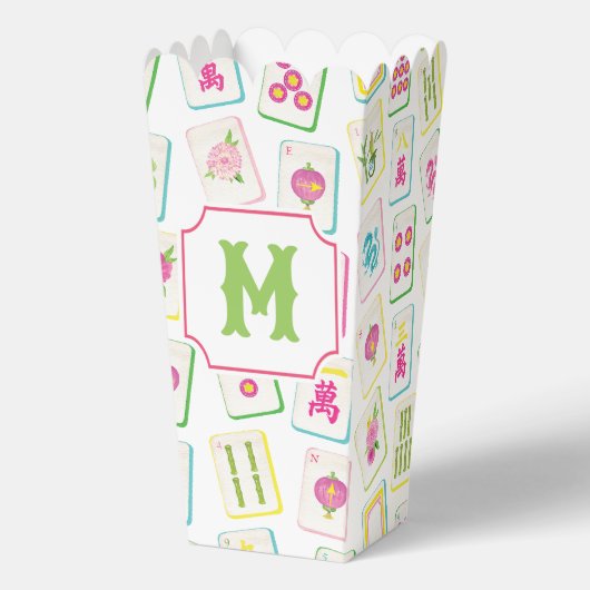 Waterverf Bright Mahjong Tegels Monogram Bedankdoosjes (Voorkant)