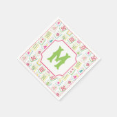 Waterverf Bright Mahjong Tegels Monogram Servet (Hoek)