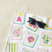 Waterverf Bright Mahjong Tegels Monogram Strandlaken (In situ)