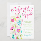 Waterverf Bright Mahjong Tegels Party Kaart (Voorkant)