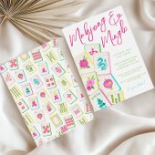 Waterverf Bright Mahjong Tegels Party Kaart