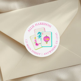 Waterverf Bright Mahjong Tegels Retouradres Ronde Sticker