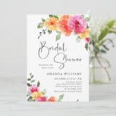 Waterverf Bright Pink Flower Vrijgezellenfeest Fot Kaart (Staand voorkant)