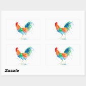 Waterverf Bright Rooster Print Rechthoekige Sticker (Vel)