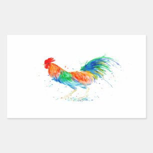 Waterverf Bright Rooster Print Rechthoekige Sticker