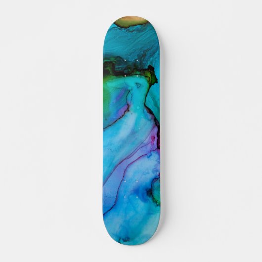 Waterverf Bright Turquoise Wash Persoonlijk Skateboard (Voorkant)
