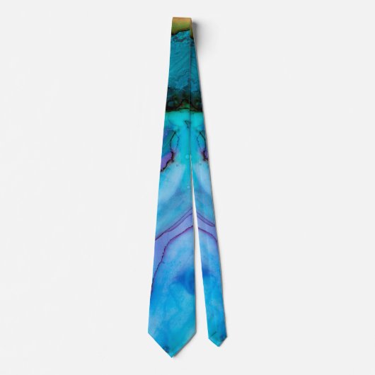 Waterverf Bright Turquoise Wash Stropdas (Voorkant)