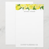 Waterverf Bright Yellow Lemon gepersonaliseerd Briefpapier (Voorkant / Achterkant)