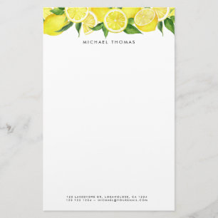 Waterverf Bright Yellow Lemon gepersonaliseerd Briefpapier