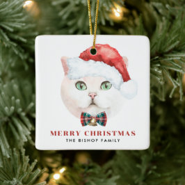 Waterverf British Shorthair Cat Merry Kerstmis Keramisch Ornament