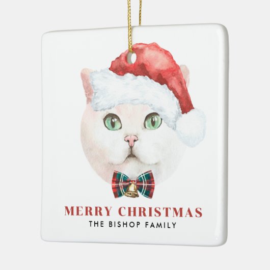 Waterverf British Shorthair Cat Merry Kerstmis Keramisch Ornament (Links)
