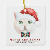 Waterverf British Shorthair Cat Merry Kerstmis Keramisch Ornament (Voorkant)