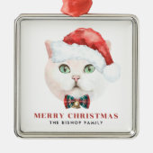 Waterverf British Shorthair Cat Merry Kerstmis Metalen Ornament (Voorkant)
