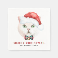 Waterverf Brits Korthaar Kat Kerstmis