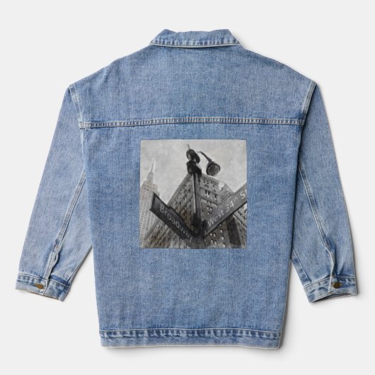 Waterverf Broadway Denim Jacket - NYC Theaterkunst (Achterkant)