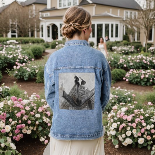 Waterverf Broadway Denim Jacket - NYC Theaterkunst (Huwelijk Achterkant)