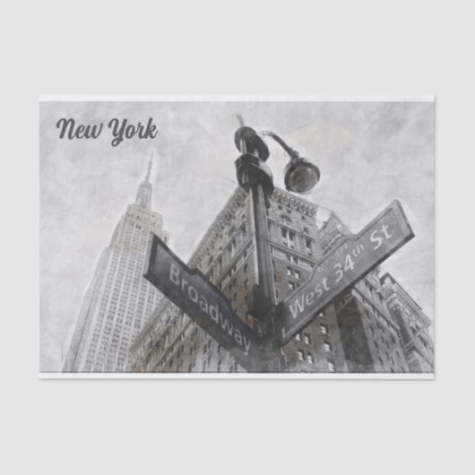 Waterverf Broadway Hoek Teken Tissue Paper - NYC Tissuepapier (Voorkant)