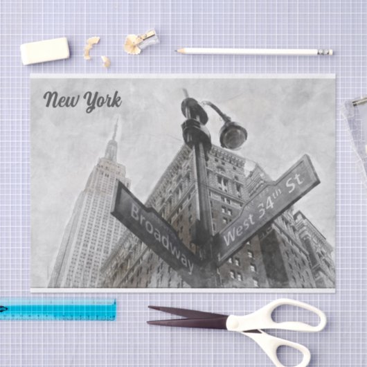 Waterverf Broadway Hoek Teken Tissue Paper - NYC Tissuepapier (Craft)