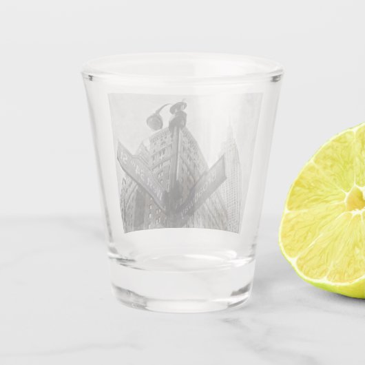 Waterverf Broadway Hoekbord Shot Glass | Stad Shot Glas (Achterkant)