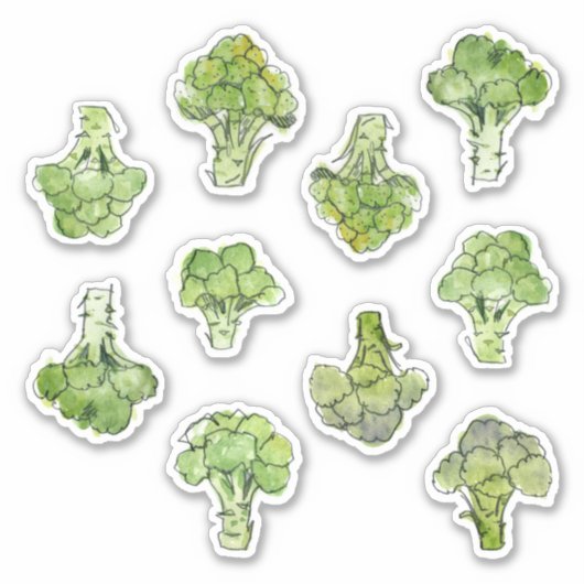 Waterverf Broccoli Sticker (Voorkant)
