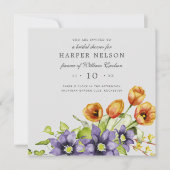 Waterverf bronbloemen met vrijgezellenfeest inv kaart (Voorkant)