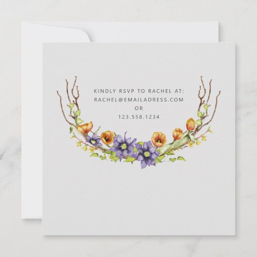 Waterverf bronbloemen met vrijgezellenfeest kaart (Achterkant)