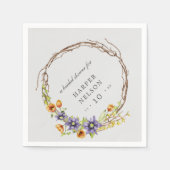 Waterverf bronbloemen met vrijgezellenfeest servet (Voorkant)