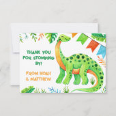 Waterverf Brontosaurus Dinosaur Joint Birthday Bedankkaart (Voorkant)