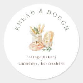 Waterverf Brood Cottage Bakkerij  Ronde Sticker
