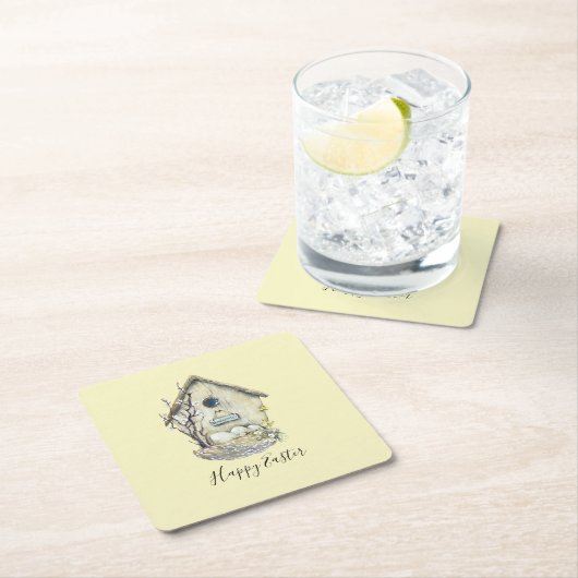 Waterverf: Broodhouse Egg Nest Easter Kartonnen Onderzetters (Insitu)