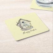 Waterverf: Broodhouse Egg Nest Easter Kartonnen Onderzetters (Schuin)