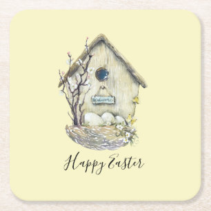 Waterverf: Broodhouse Egg Nest Easter Kartonnen Onderzetters