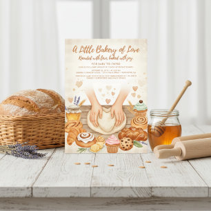 waterverf Broodje in de Oven Bakkerij Baby Shower Kaart