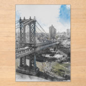 Waterverf Brooklyn Bridge Acryl bruiloft Uitnodigingen (Voorkant)