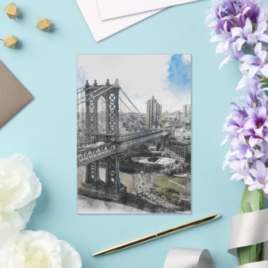 Waterverf Brooklyn Bridge Acryl bruiloft Uitnodigingen (Insitu (Huwelijk))