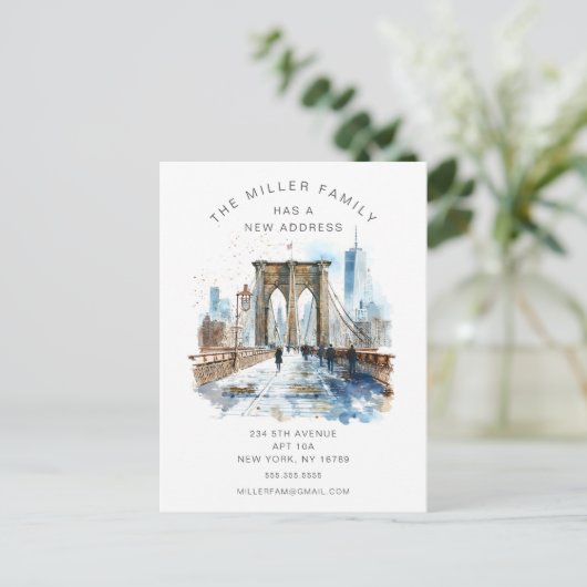 Waterverf Brooklyn Bridge Bewegende Aankondiging (Staand voorkant)