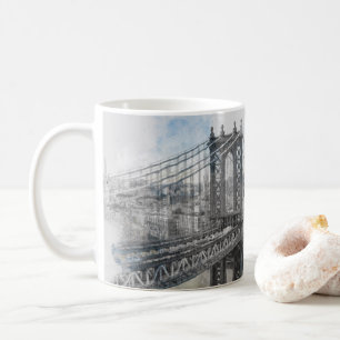 Waterverf Brooklyn Bridge Coffee Mok – Elegant