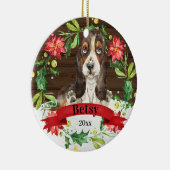 Waterverf Brown Basset Hound Cute Dog Kerstmis Keramisch Ornament (Rechts)