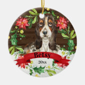 Waterverf Brown Basset Hound Cute Dog Kerstmis Keramisch Ornament (Voorkant)