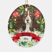Waterverf Brown Basset Hound Cute Dog Kerstmis Keramisch Ornament (Links)