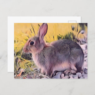 Waterverf Brown Bunny Rabbit kunst Briefkaart