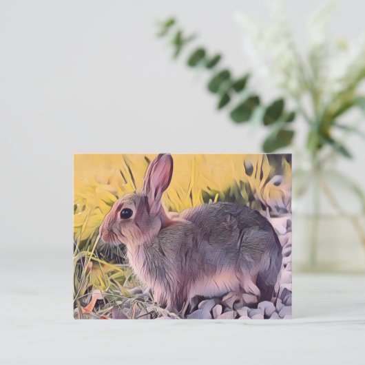 Waterverf Brown Bunny Rabbit  kunst Briefkaart (Staand voorkant)