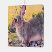 Waterverf Brown Bunny Rabbit kunst Keramisch Ornament (Links)