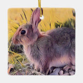 Waterverf Brown Bunny Rabbit kunst Keramisch Ornament (Voorkant)
