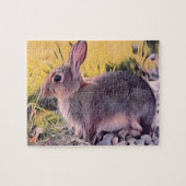 Waterverf Brown Bunny Rabbit  kunst Legpuzzel (Horizontaal)