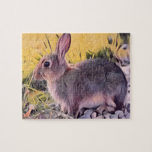 Waterverf Brown Bunny Rabbit  kunst Legpuzzel